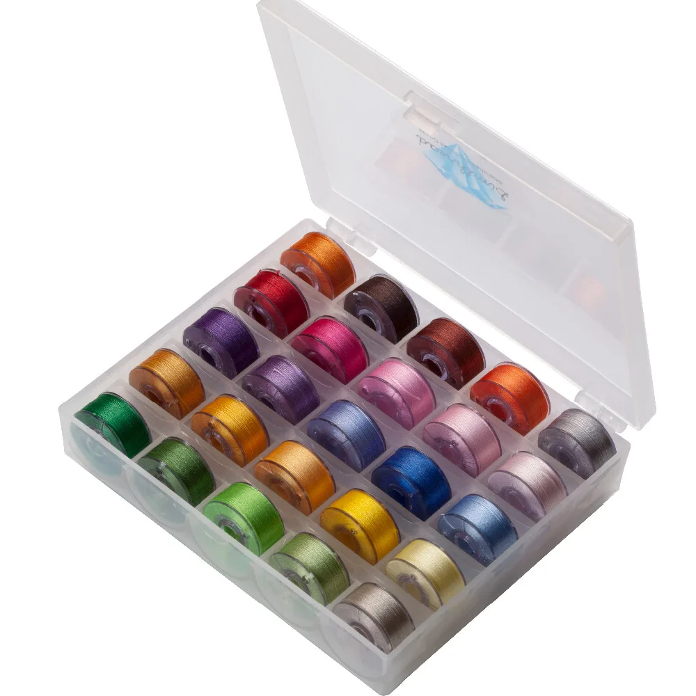 

Simthread Type A 75D/2 25 Different Colors Embroidery Pre-wound Bobbins Thread