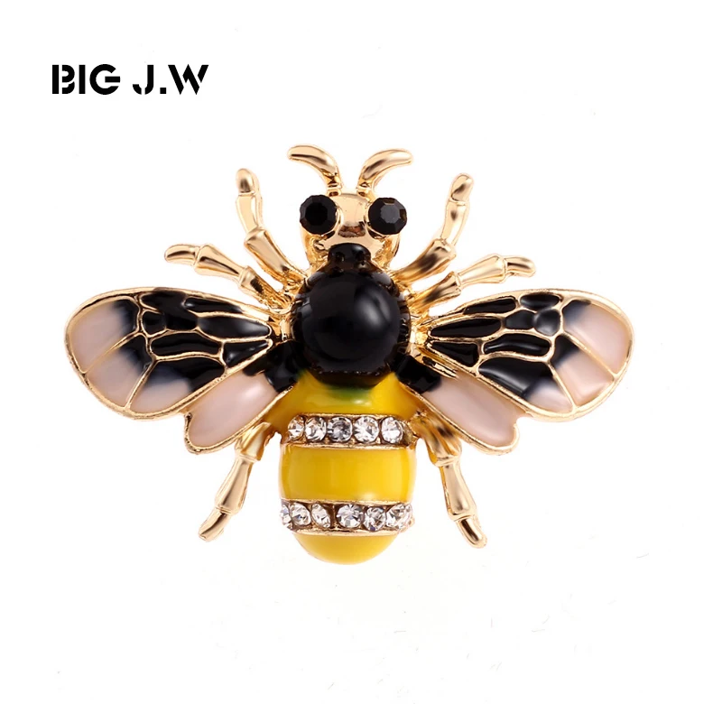 

BIG J.W Vivid Insect Brooch Pin for Women Rhinestone Bees Shaped Enamel Brooch Scarf Pins Suit Clothes Banquet Accessories