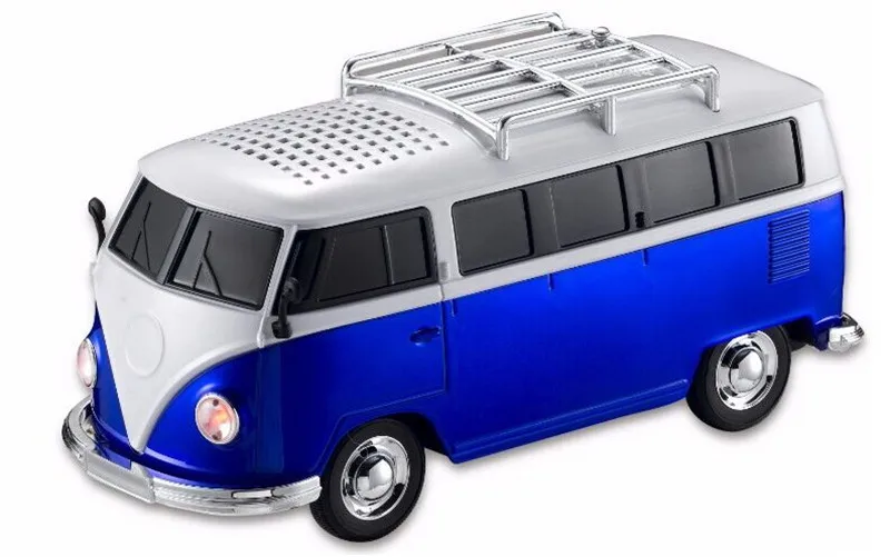 Высокое качество красочные мини-динамик bluetooth автомобиль форма мини-динамик автобус Поддержка FM+ U диск Вставьте карту памяти Mini Speaker MP3 плеер - Цвет: Синий