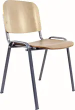 Visitor chair desk ergonomic, Stackable, multipurpose and structure in gray color up seat and backstop wooden lacquer Col