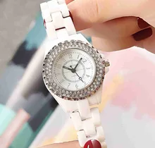 GUBANG Blanco Mujeres Reloj de Marca de Lujo Elegante de Las Señoras de Oro Pulsera de mujer reloj de Pulsera con el Diamante de Moda Femenina