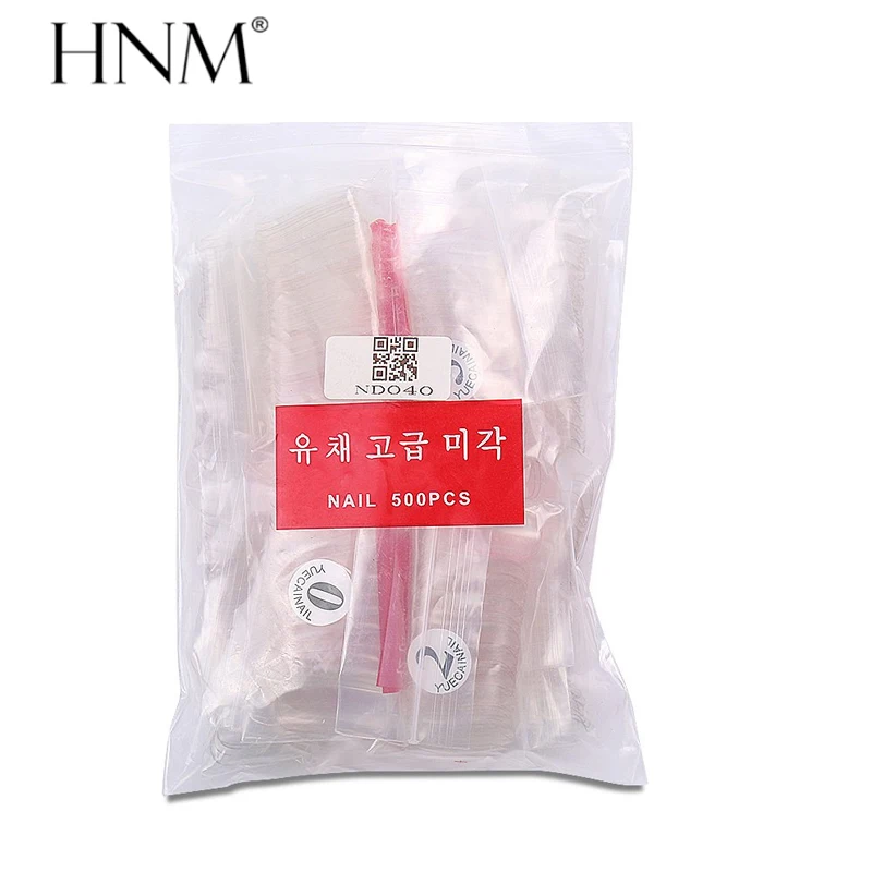

HNM 500pcs 9 Style Natural Medium Oval Round Short False Nails Tips Full Cover French Fake Nail Art Tips Manicure Salon Tool Set