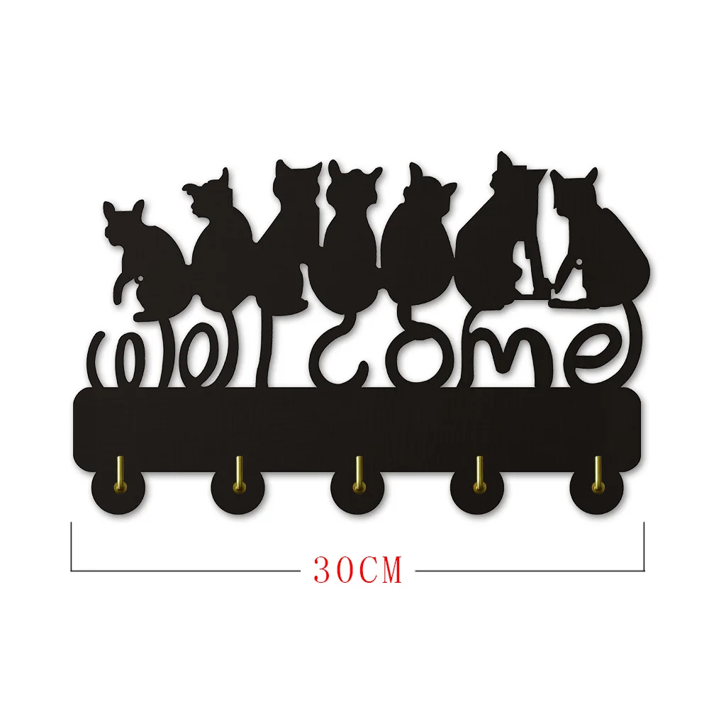 1 шт. черный настенный крючок для кошек Kitty Добро пожаловать туалетные крючки животные Настенный декор для ванной комнаты крючки для полотенец рельсы держатель для ключей подарок для любимого кота