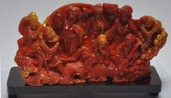 

9"lucky Chinese Artificial Shoushan Stone Craved 8 Immortal God Sculpture statue