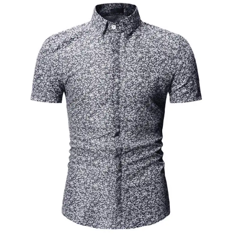 Новые летние мужские рубашки с коротким рукавом slim Fit Camisa Masculina Повседневное мужские рубашки Социальное модные Chemise homme M-3XL - Цвет: YS91 black