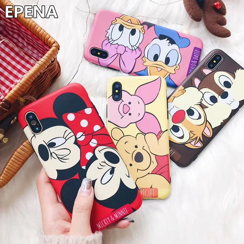 Cartoon Mickey Minnie Mouse Back Phone Case For iphone X