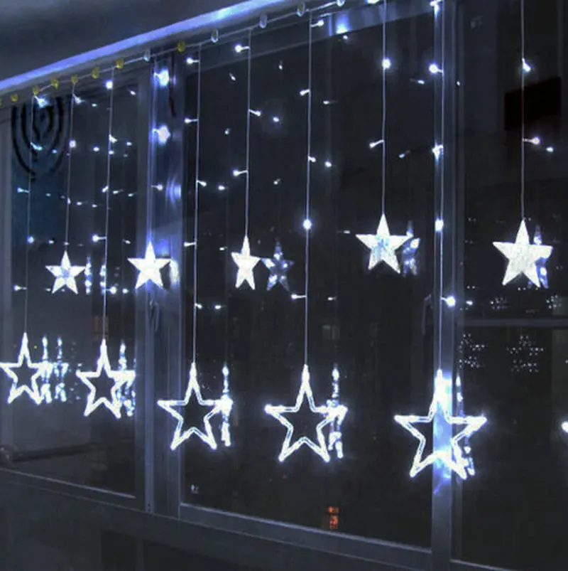 2 м 138 светодиодный Светодиодный светильник со звездой Волшебная световая завеса в виде сосулек лампа для свадьбы, Рождества, Рождества, вечерние украшения для окна сада с соединительной вилкой