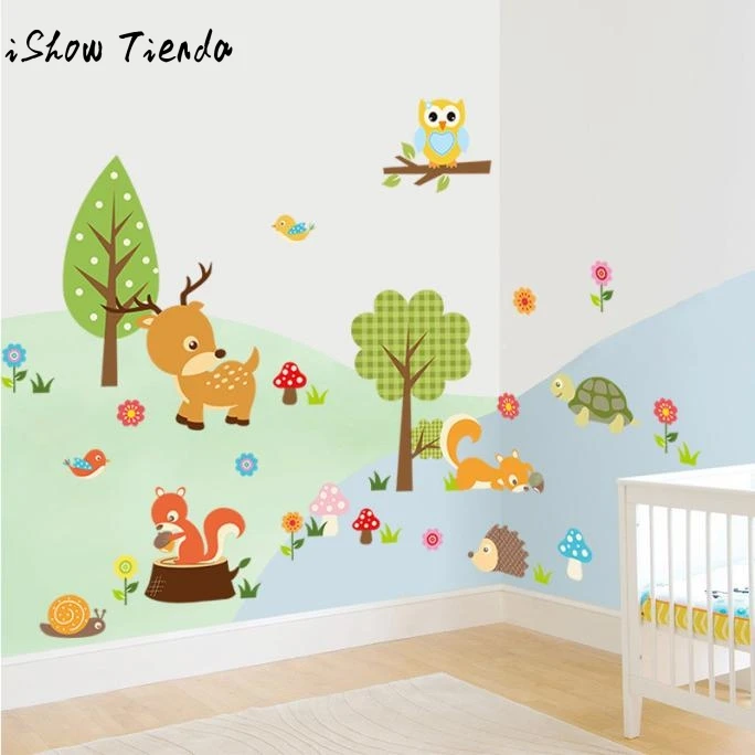 

Fashion wall stickers for kids rooms Forest Animals Owl Children's Room Bedroom Background Wall Sticker adesivo de parede 1.18