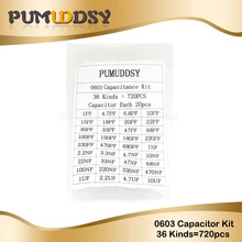 36 значений* 20 шт = 7 20 шт 0603 SMD конденсатор Ассорти Комплект 1pF-10uF компонент diy Образцы комплект и