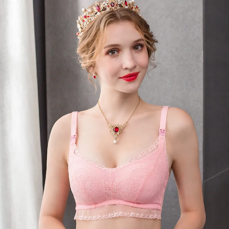 Buy muqian 2018 new sleamless nursing bra Gauze Lace