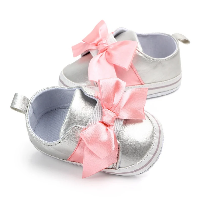 

Baby Girls Toddler Shoes Princess Newborn First Walkers Big Bow Soft Soled Non-slip Footwear PU New born Baby Shoes hot