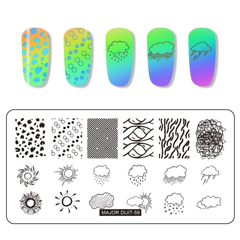 Major Dijit Граффити стиль ногтей шаблоны для стемпинга прямоугольник маникюрный дизайн пластина с изображениями для нейл-арта трафарет - Цвет: Major Dijit59
