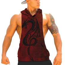 Модный дизайн классный Забавный 3d дракон для бодибилдинга майки с капюшоном одежда для тренажерного зала фитнеса майка для мускулистых мужчин футболки