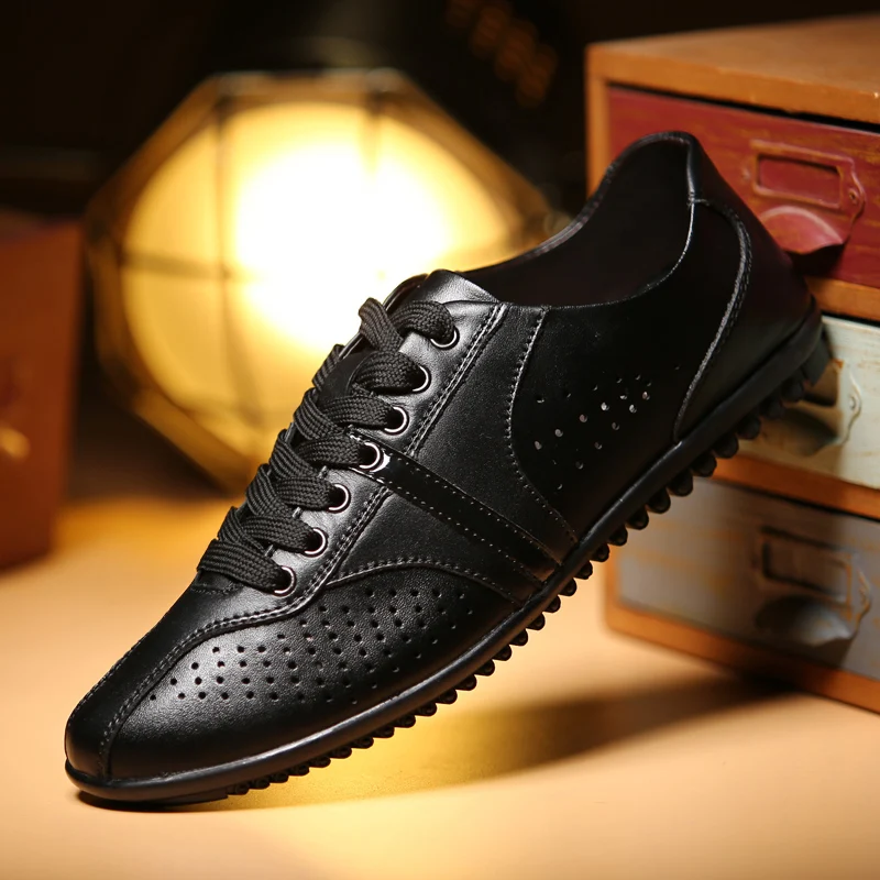 

Dropshipping Luxury Genuine Sheepskin Leather Fashion Men Business Shoes hole breathable Oxfords High Quality Formal Shoes L5