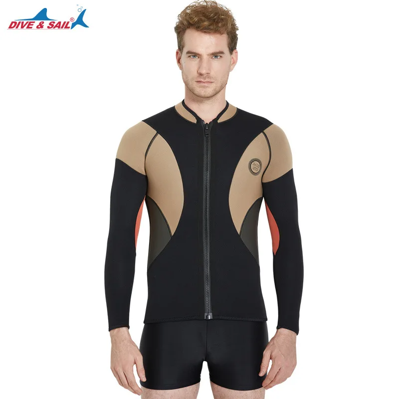 

3mm Neoprene Men's Wetsuit Jacket Front Long Sleeve Full Zip Top Cool Man Snorkeling Diving Sucba Wet Suit Swimwear Thickness