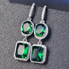 

New Luxury Square Crystal Earrings for Women Fashion Style Color Cubic Zirconia Jewelry Wholesale zk80