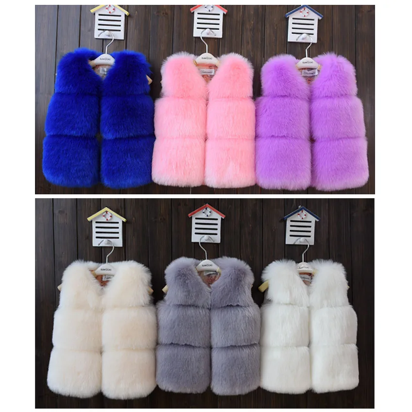 Baby Girl Winter Clothes Artificial Fur Vest Coats Warm Waistcoat kids Sleeveless Jacket Outerwear Clothing For 1-12 Years WT037