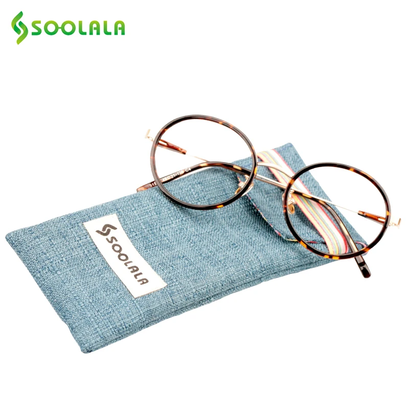 SOOLALA Round Circle Readers Reading Glasses Women Men Clear Lens Presbyopia Glasses +0.5 1.0 1.