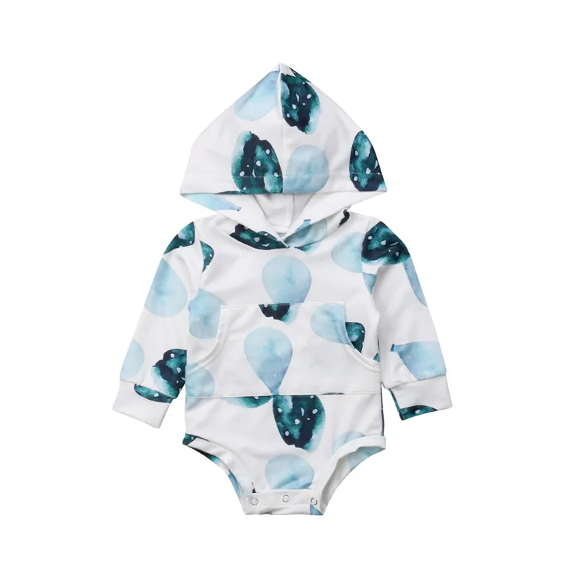 Newborn Infant Autumn New Prints Hooded Bodysuit Baby Clothing Boys