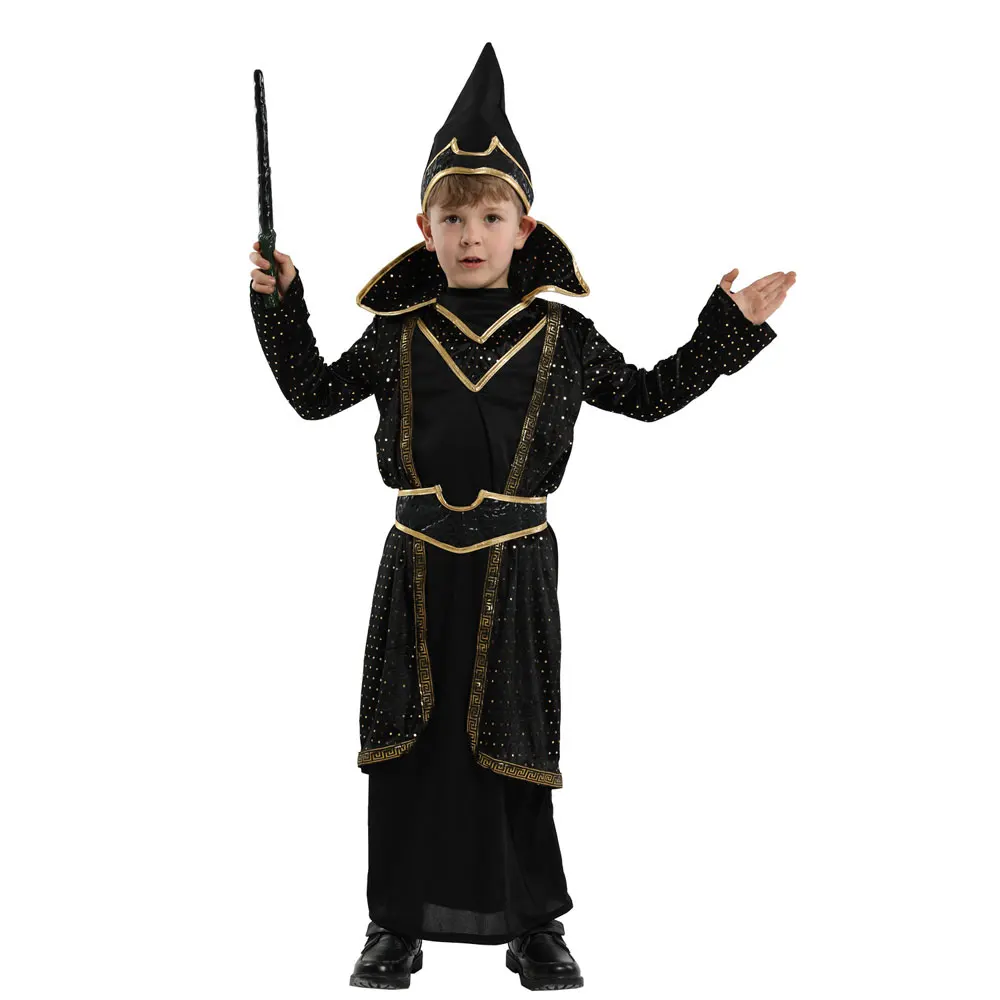 

Kids Child Magician Wizard Costumes for Boys Master Magic Robe Halloween Purim Carnival Party Cosplay Costume