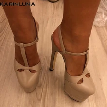 Karinluna/ г.; большой размер 42; обувь из овечьей кожи; женские вечерние свадебные босоножки на высоком каблуке и платформе; женские туфли-лодочки