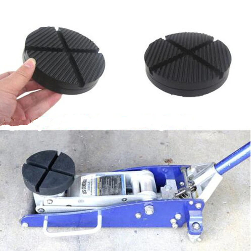 

2pcs Universal Car Truck Cross Slotted Frame Rail Floor Jack Disk Rubber Pad Adapter