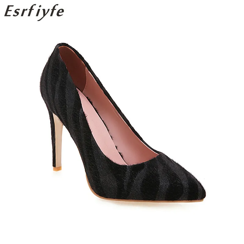 

ESRFIYFE 2019 New Large Size 34-48 Spring Summer Women Pumps Thin High Heel Pointed Toe Shoes Woman Sexy Horsehair Party Shoes