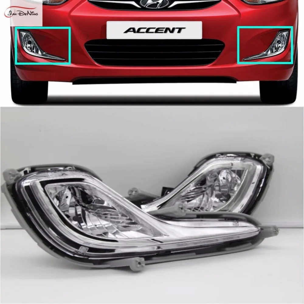 JanDeNing Car Fog Lights for Hyundai ACCENT/VERNA/SOLARIS 2012 Clear