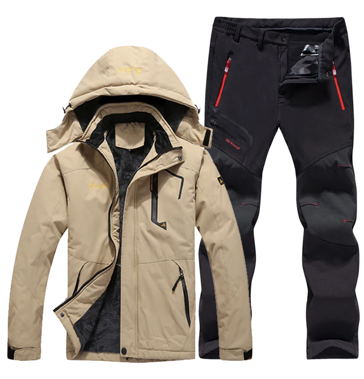 TRVLWEGO мужские зимние водонепроницаемые рыболовные термо брюки размера плюс походные лыжные альпинистские куртки 3 в 1