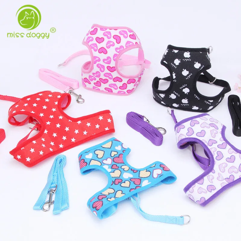 

Fashion Pet Dogs Harness Vest Cloth Chest Strap Small Dog Cat Halter Harness Lead Pet Puppy Leash Supplies S M L XL 10A