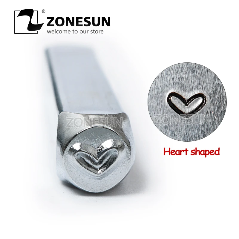 

ZONESUN Heart Jewelry Stamping Metal Alphabet LOGO Steel Stamps Mold Marking Tool Punch Die For Gold Ring Bracelet Necklace
