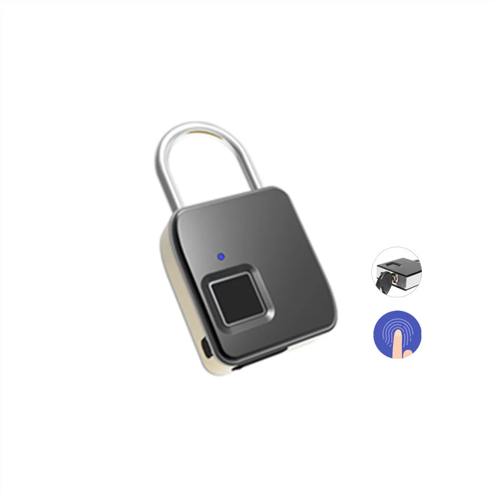 

USB Rechargeable Smart Keyless Fingerprint Padlock IP65 Waterproof Anti-Theft Security Keyless Smart Lock