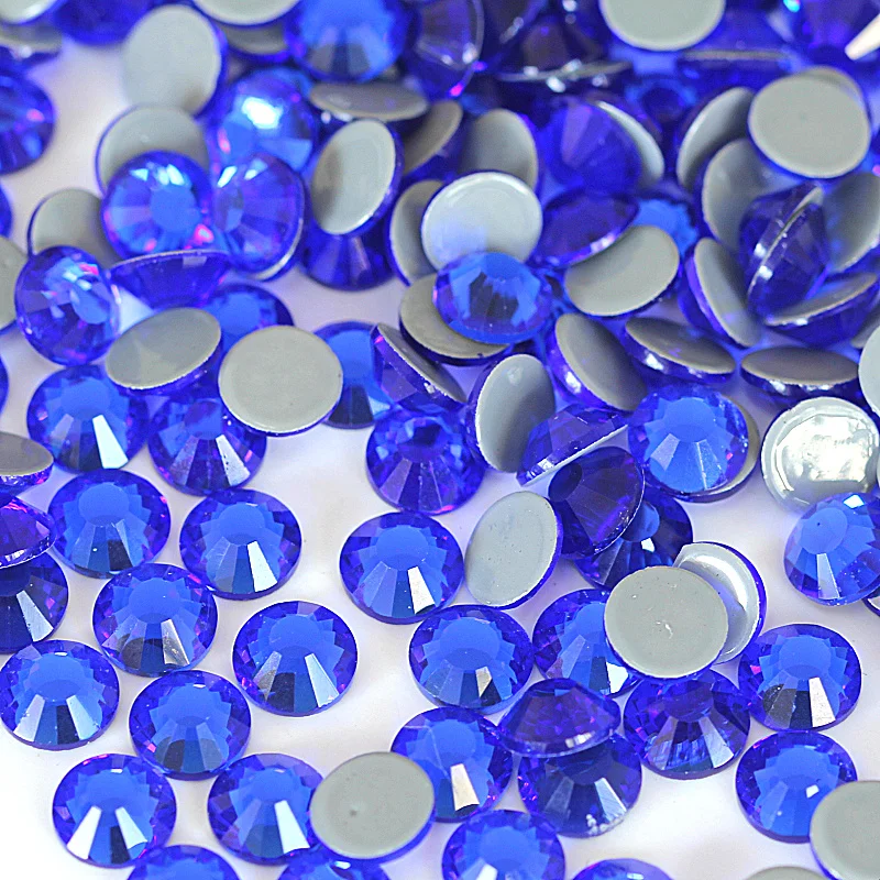 

AAAAA Quality HotFix Rhinestones Sapphire ss6 ss10 ss16 ss20 ss30 Iron On Flatback Hot Fix Rhinestones For Luxury Dress Y0585