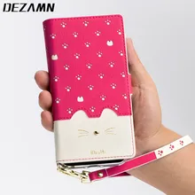 Кожаный бумажник чехол для iPhone 6 S 7 8 милый кот модель для женщин телефон сумка с ремешком с отделением для карт, на магните откидная крышка для iPhone чехол