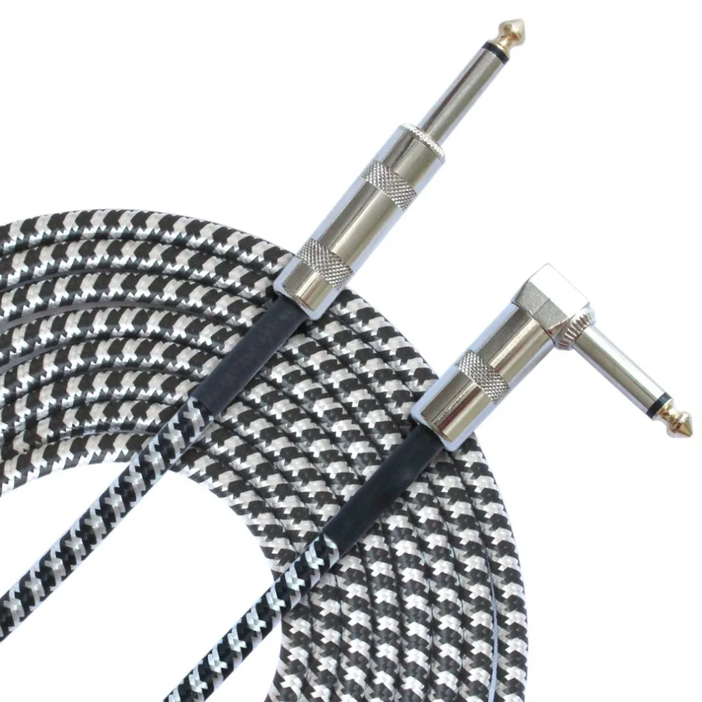 Моно джек гитарный кабель аудио кабель «Папа-папа» провод шнур Вязание медь 6,35 мм прямой штекер для электроакустической гитары бас
