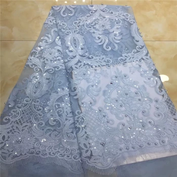 

African Lace Fabric With Beads Nigerian French Fabric High Quality African Tulle Lace