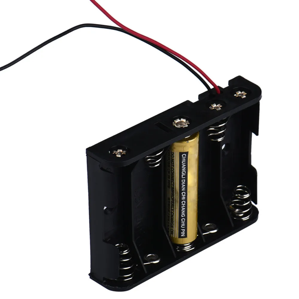 

1pc Plastic Black 5*AA Battery Storage Box Holder With Wire Leads Battery Storage Case ja17