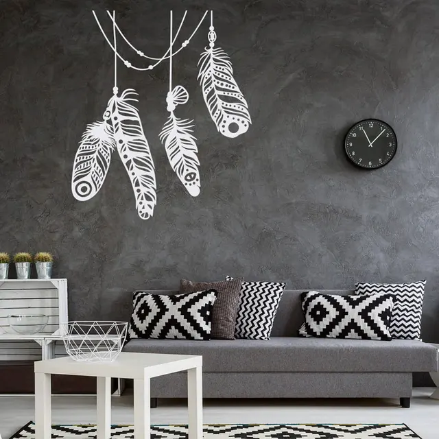 Feather Vinyl Wall Decals Boho Decor For Home Bohemian Vinyl Wall Decals Boho Decor