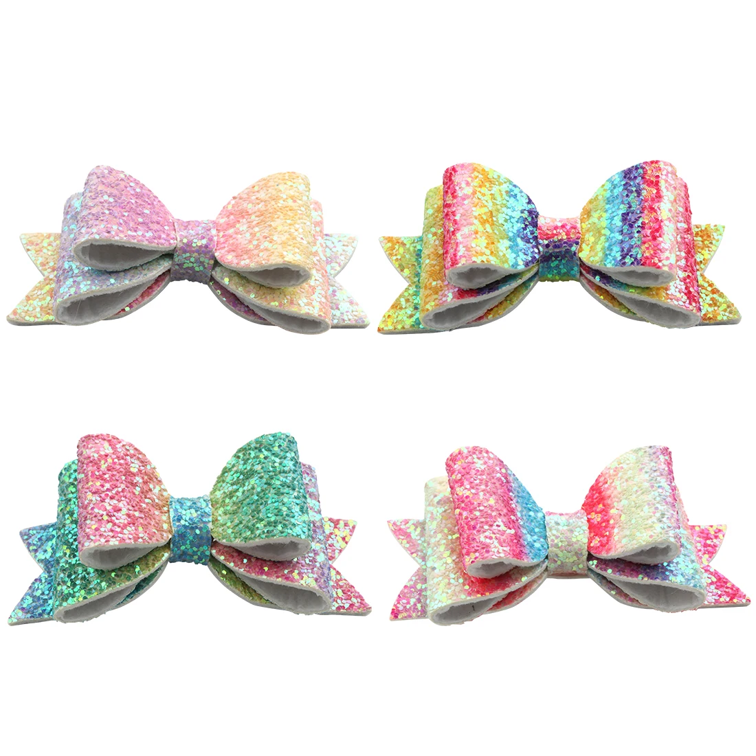 

8Pcs/Lot Glitter Sequins Hairclips Bright Color Rainbow Hairgrips Bling Bling Children Girls Love Barrettes With Alligator Clips