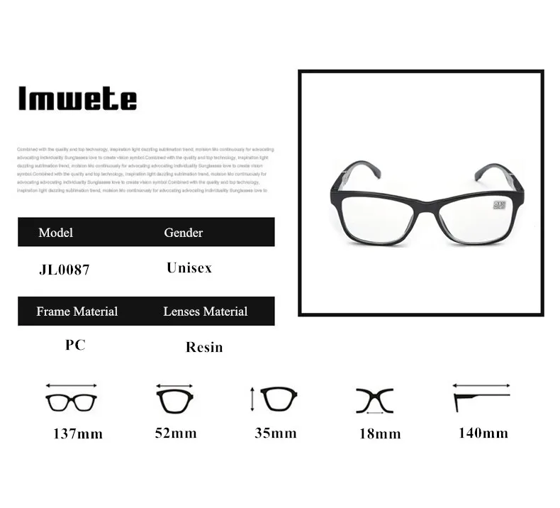 Imwete очки унисекс модные очки для чтения при дальнозоркости для мужчин и женщин HD полимерные линзы очки для чтения при дальнозоркости 1,5+ 2,5+ 3,5+ 4,0