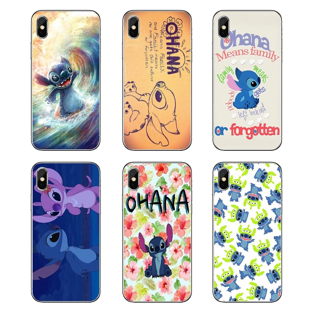 

For iPod Touch iPhone 4 4S 5 5S 5C SE 6 6S 7 8 X XR XS Plus MAX Lilo and Stitch Ohana sweety Stitch FAMIL Soft Transparent Cover