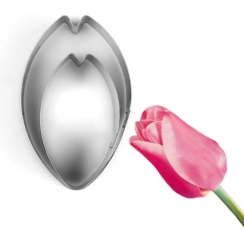 

APRICOT 2pcs/set Tulip Flower Cookie Cutter Cake Decorating Tools Fondant Cupcake Mold Biscuit Cutter Baking Cookie Tools