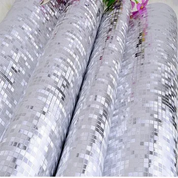 

Gold silver lattice reflective wallpaper KTV bar ceiling ceiling bathroom mosaic gold foil wallpaper