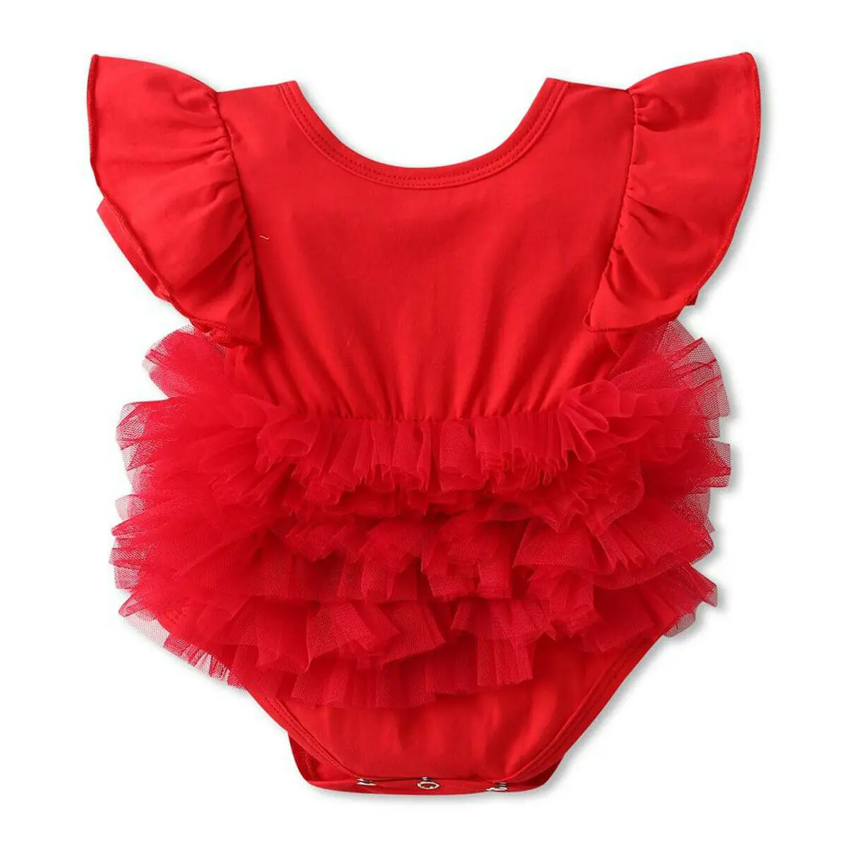 

IMCUTE Newborns Pink Flared Sleeve Hollow-out Romper Summer Lovely Lace Outfit Clothes for girls