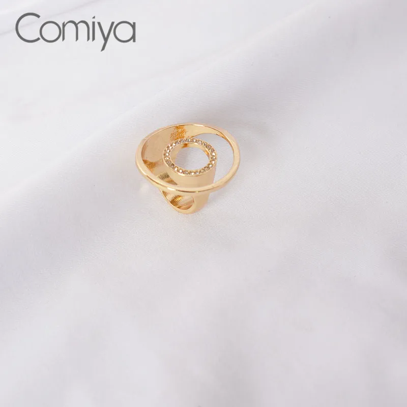 Comiya, Золотое кольцо, Feminino Bijoux Femme, корейское ювелирное изделие, модный круглый круг, цинковый сплав, аксессуары, Кристальные кольца для женщин