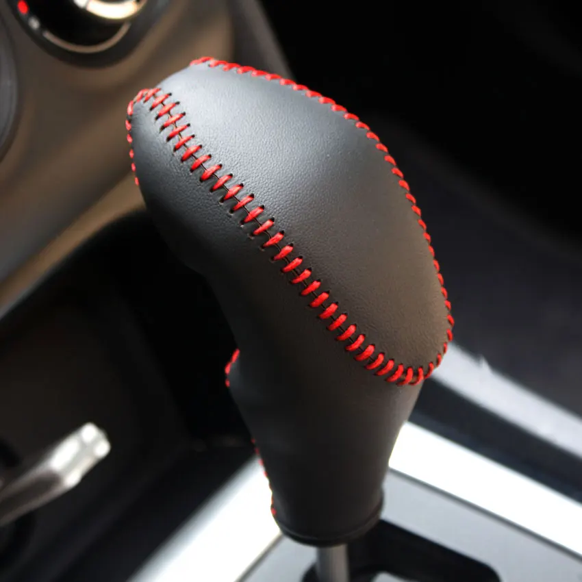 Шестерни чехол для Citroen C4L автоматический рукоятки рычага КПП DIY авто-Стайлинг натуральная кожа Шестерни переключения Konb кожаные чехлы - Название цвета: Red Thread