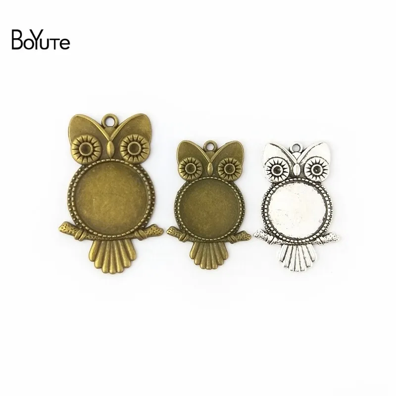 

BoYuTe (10 Pieces/Lot) Metal Alloy 20MM 25MM Cabochon Base Owl Pendant Blank Diy Jewelry Accessories