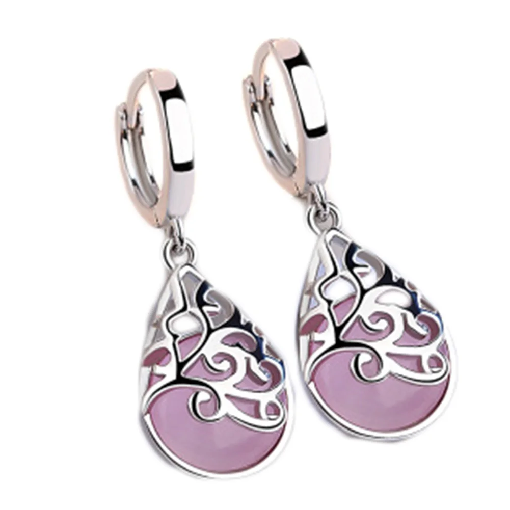 

New Design Personality Top Quality Hollow Silver /Pink Color Earrings For Women Party Wedding Bridal Jewelry