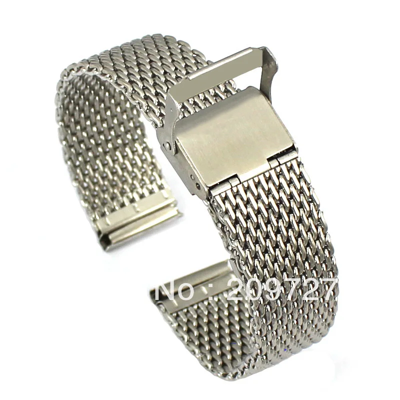 New Lug Width 18 20 22 24 mm Silver Stainless Steel Watch Mesh Band