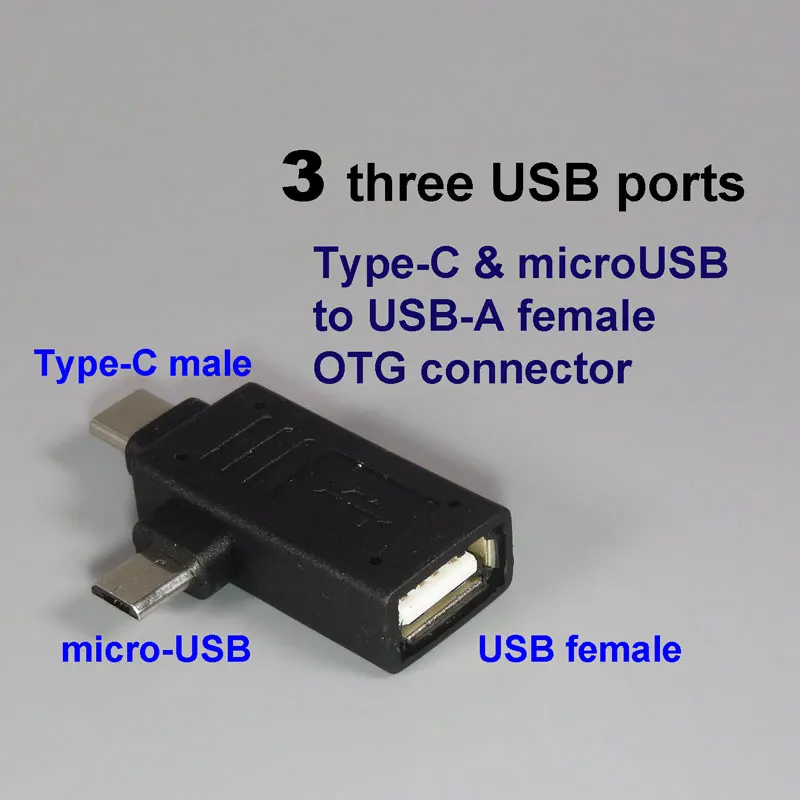 PCTONIC type-C USB OTG адаптер на micro-USB 90 Ангел Тип изгиба конвертер «Мама-папа» USB кабель для флеш-накопителя huawei - Цвет: 3 three USB ports